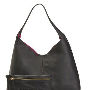 Vince Camuto  Black Leather Jenna Hobo Bag with Pouch
